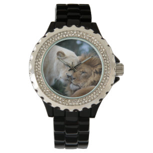 Löwe und Löwin Armbanduhr