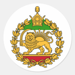 Löwe und Sonnenflagge des Iran Runder Aufkleber