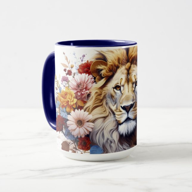 Löwe unter Blumen Tasse (Vorderseite Links)