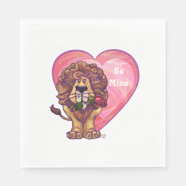 Löwe Valentinstag Serviette (Vorderseite)