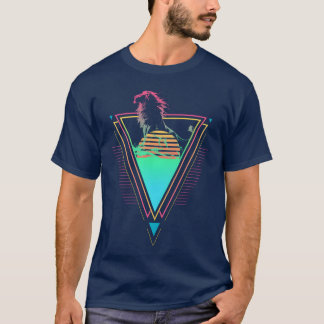 Löwe Vaporwave Synthwave 90er 80er Sonnenuntergang T-Shirt