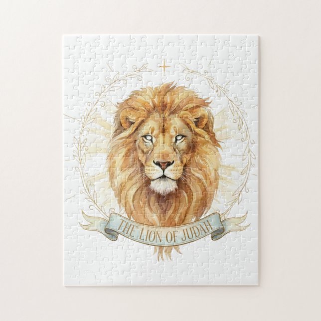 Löwe von Juda Bibel-Wasserfarben-Puzzle  (Vertikal)