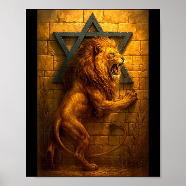 Löwe von Juda Jerusalem Westliche Mauer Der Stern  Poster (Vorne)