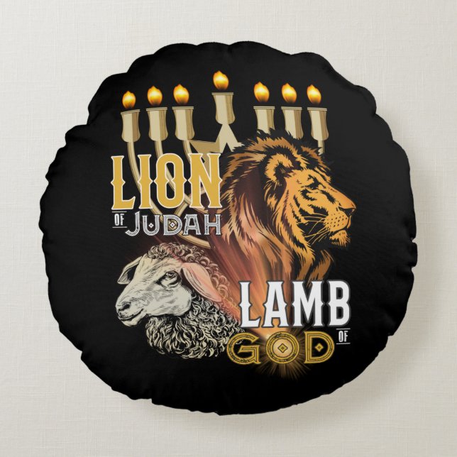 Löwe von Juda Lamm Gottes Rundes Kissen (Vorderseite)
