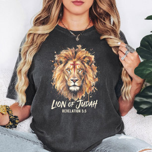Löwe von Juda Wasserfarbe Christliches Kreuz Glaub T-Shirt