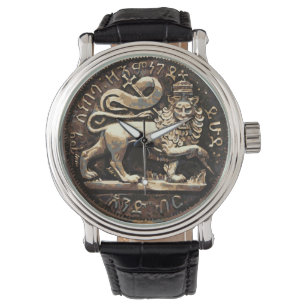Löwe von Judah beobachtet antikes Löwengolddesign Armbanduhr