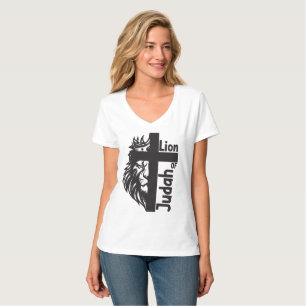 Löwe von Judah Bold Half Löwe Halbkreuz Christlich T-Shirt