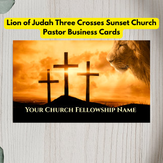 Löwe von Judah Drei Kreuze Sunset Church Pastor Visitenkarte