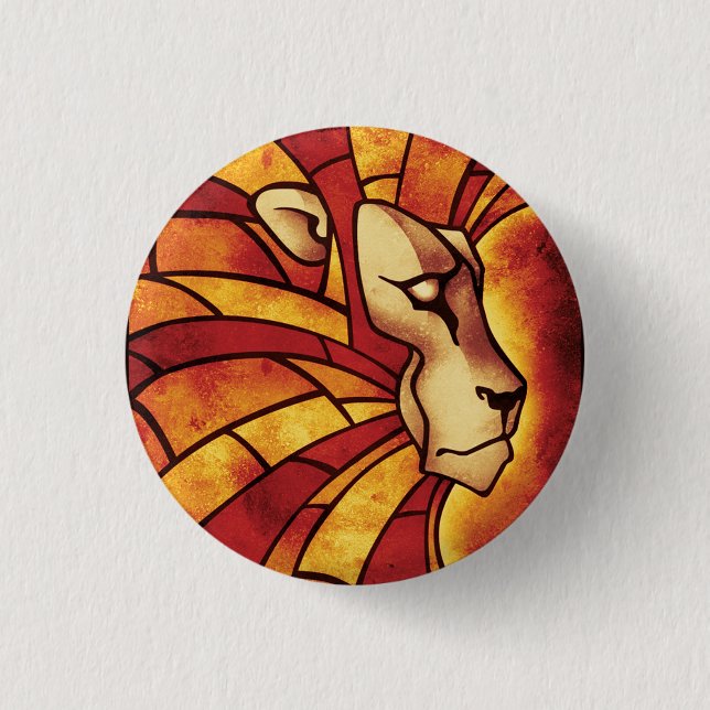Löwe von Judah - Haile Selassie - Rastafari-Sticke Button (Vorderseite)