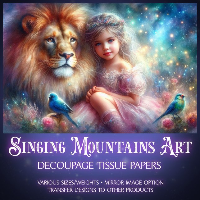 Löwe von Judah mit Mädchen-Dekoupage Seidenpapier (Von Creator hochgeladen)