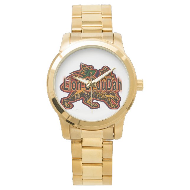 Löwe von Judah Oversized Gold Bracelet Armbanduhr (Vorderseite)