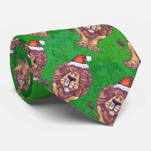 Löwe-Weihnachten auf Grün Krawatte