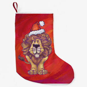 Löwe-Weihnachten auf Rot Kleiner Weihnachtsstrumpf