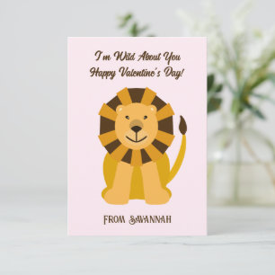 Löwe Wild About You Valentinstag Kinder Mitteilungskarte