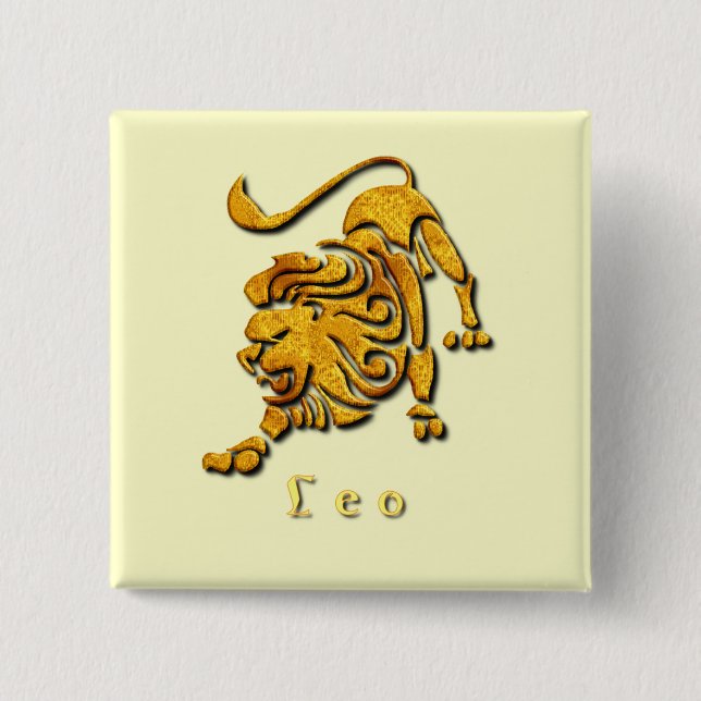 Löwe-Zeichen-Quadrat-Button Button (Vorderseite)