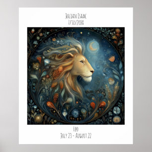 Löwe Zodiac Astrologie Name & Geburtstag Poster