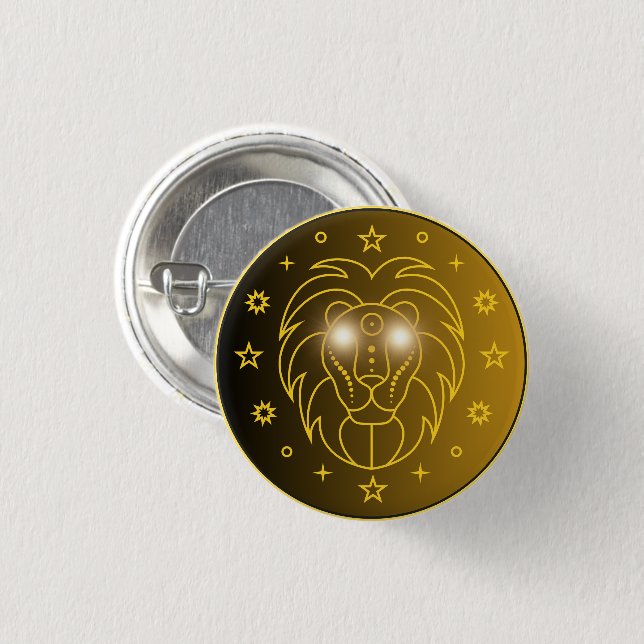 Löwe-Zodiac-Emblem | Minimales Himmelsymbol Button (Vorne & Hinten)