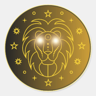 Löwe-Zodiac-Emblem   Minimales Himmelsymbol Runder Aufkleber