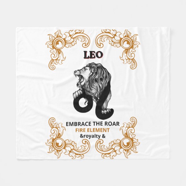Löwe Zodiac Königlichkeit | Umarme das Feuer Eleme Fleecedecke (Vorderseite (Horizontal))
