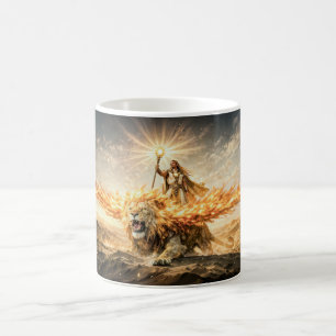 Löwe-Zodiac mit Krieger auf einem feurigen geflüge Kaffeetasse