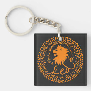 Löwe-Zodiac-Symbol mit auffälligem goldenem Löwenk Schlüsselanhänger