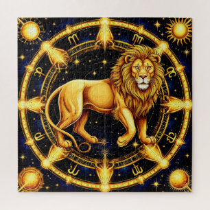 Löwe-Zodiac-Symbol über sternklarem Hintergrund