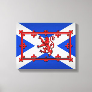 Löwe zügellos auf schottischer Flagge Leinwanddruck