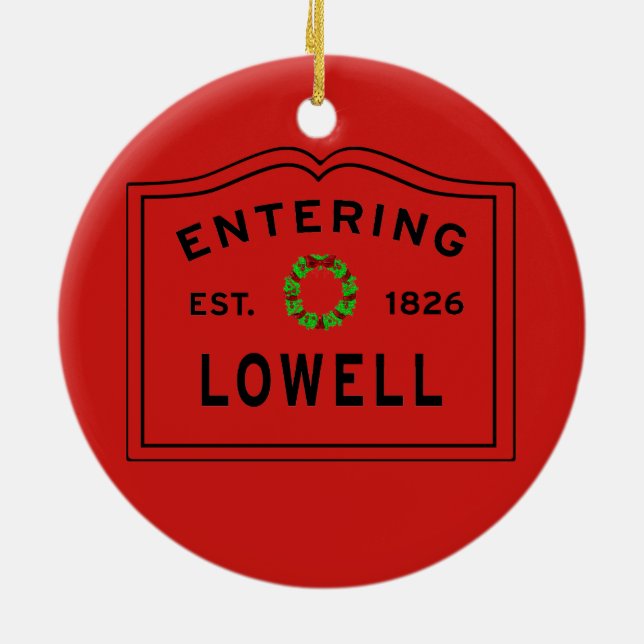Lowell, MA Vacances en céramique ornement (Dos)