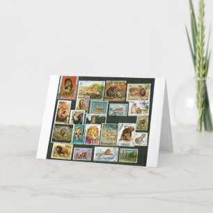 Löwen auf Briefmarke Karte