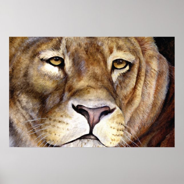 Löwen begegnen einem Kunstplakat Poster (Vorne)