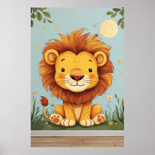 Löwen-Comic-Wandbild für Kinderzimmer Poster