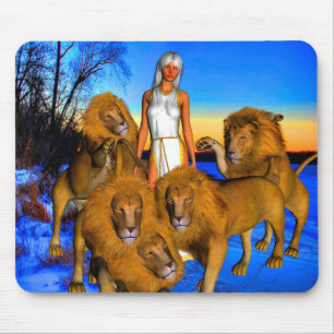 Löwen im Winter Mousepad