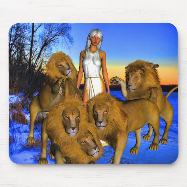 Löwen im Winter Mousepad (Vorne)