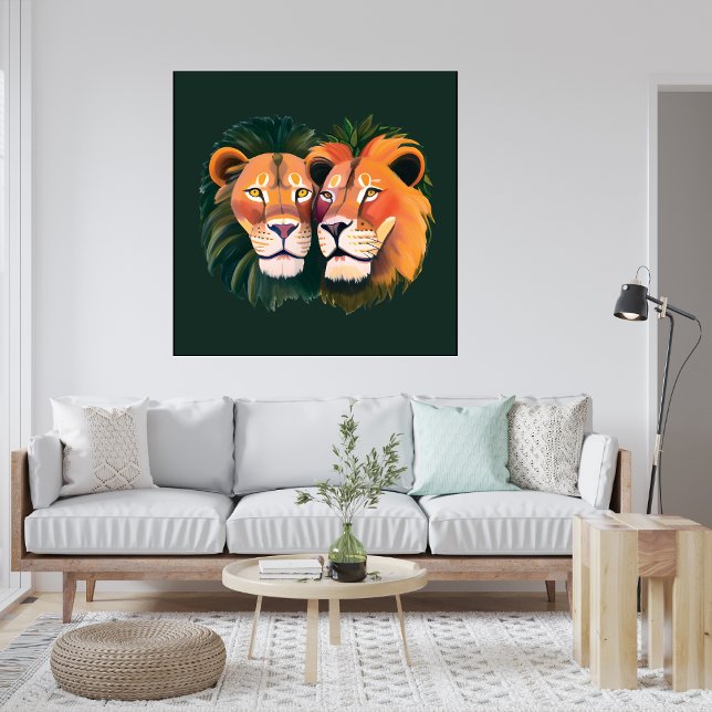 Löwen in Liebe Canvas Print Leinwanddruck (Lions in Love Canvas Print)