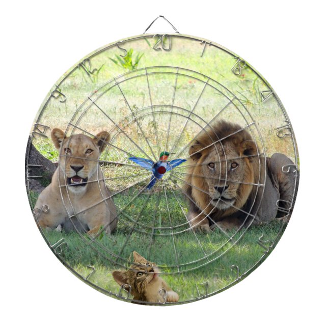 Löwen. Katze und Hummingvogel auf dem Dschungel Dartscheibe (vorne)