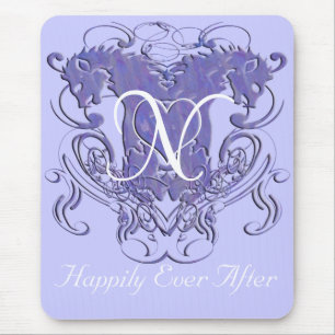 Löwen mit Lavendel-Schwüngen Monogramm Mousepad