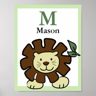 LÖWEN NAME-PRINT Baby-Zoo-Tiere Poster