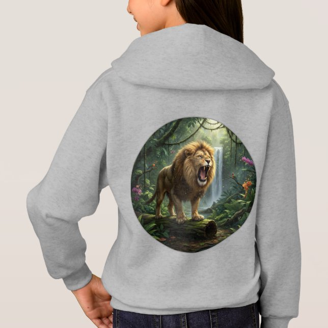 Löwen-Print Mädchen Pullover Hoodie  (Rückseite)