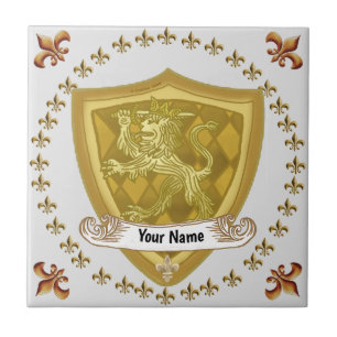 Löwen Schild Familienwappen Nachname Fliese