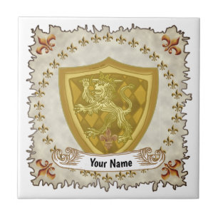 Löwen Schild Familienwappen Nachname Fliese
