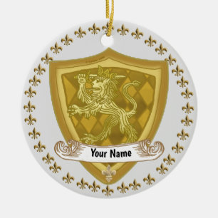 Löwen Schild Familienwappen Nachname Keramik Ornament