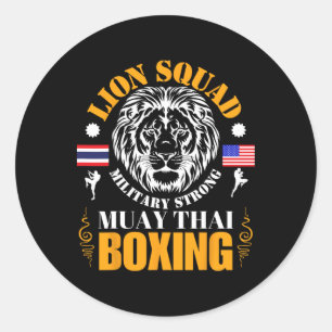 Löwen-Squad Thailand Kickboxen Muay Thai Mma Train Runder Aufkleber