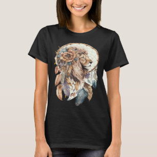 Löwen-Stammes-Wasserfarbe-Löwe-Traumfänger 1 T-Shirt