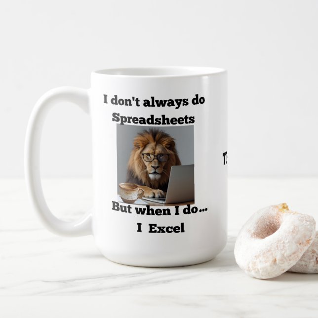 Löwen-Tabellenkalkulation Büro Tasse (Mit Donut)