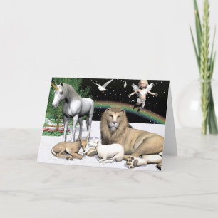 Löwen und Lamben Feiertagskarte