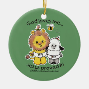 Löwen und Lamm Babys Keramik Ornament