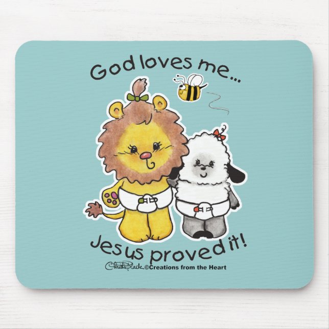 Löwen und Lamm Babys Mousepad (Vorne)