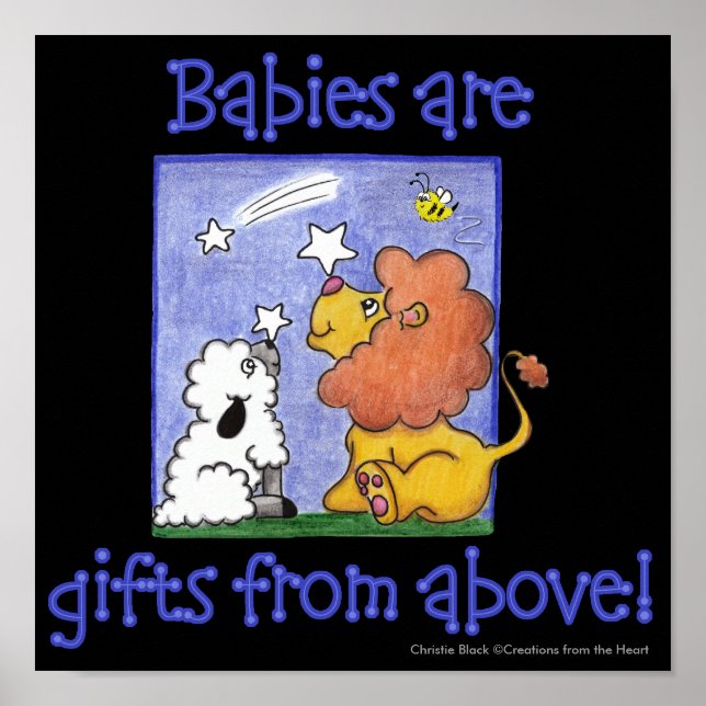 Löwen und Lamm fangen Sterne, die fallen Poster (Vorne)