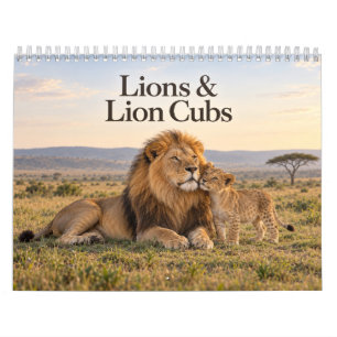 Löwen und Löwenjunge Afrikanische Tierwelt Kalender
