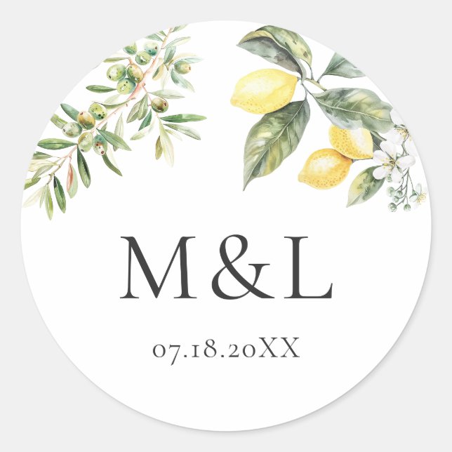 Löwen und Olive Nature Wedding Envelope Runder Aufkleber (Vorderseite)